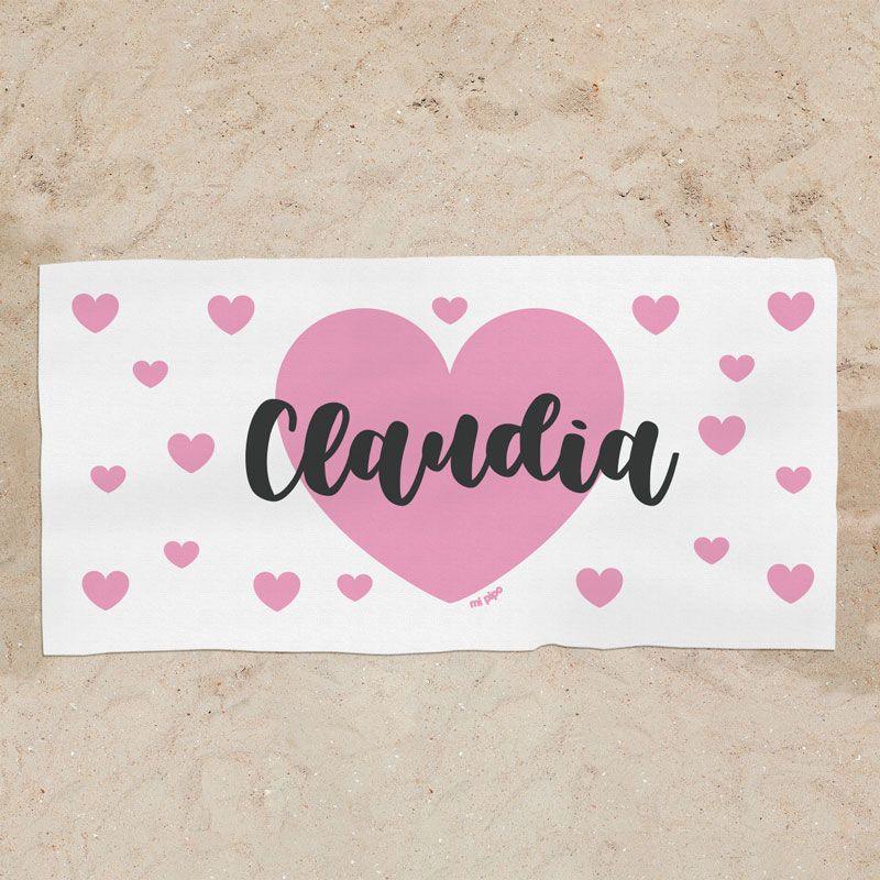 Toalla Ducha Personalizada Corazón Rosa - Nanetes #